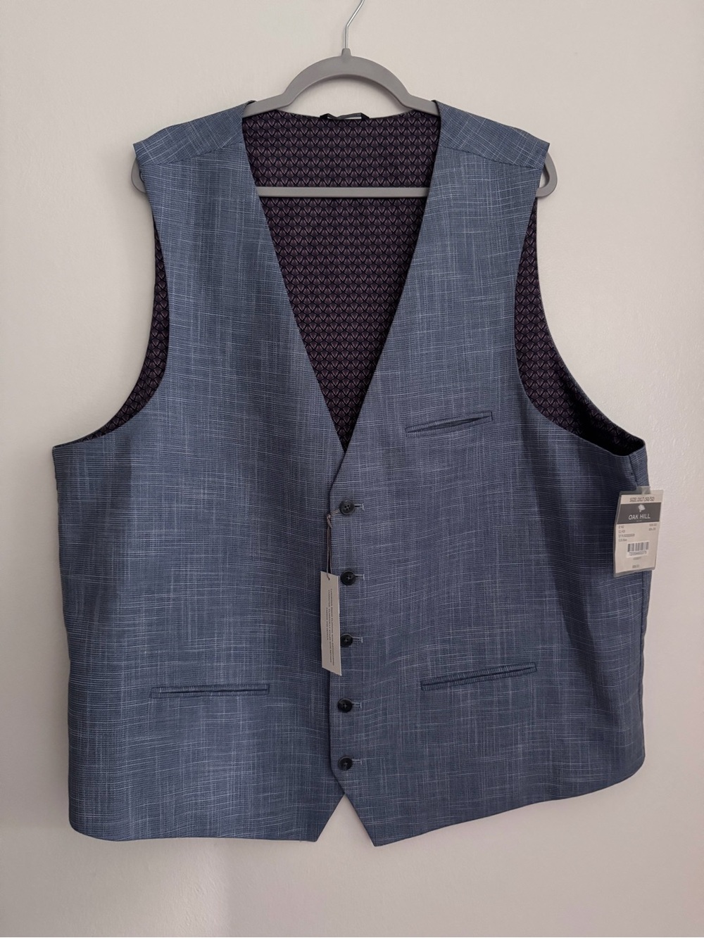 OAK HILL Waistcoat Suit Vest - Big & Tall Men's Size 2XLT (50-52) - NEW - Blue
